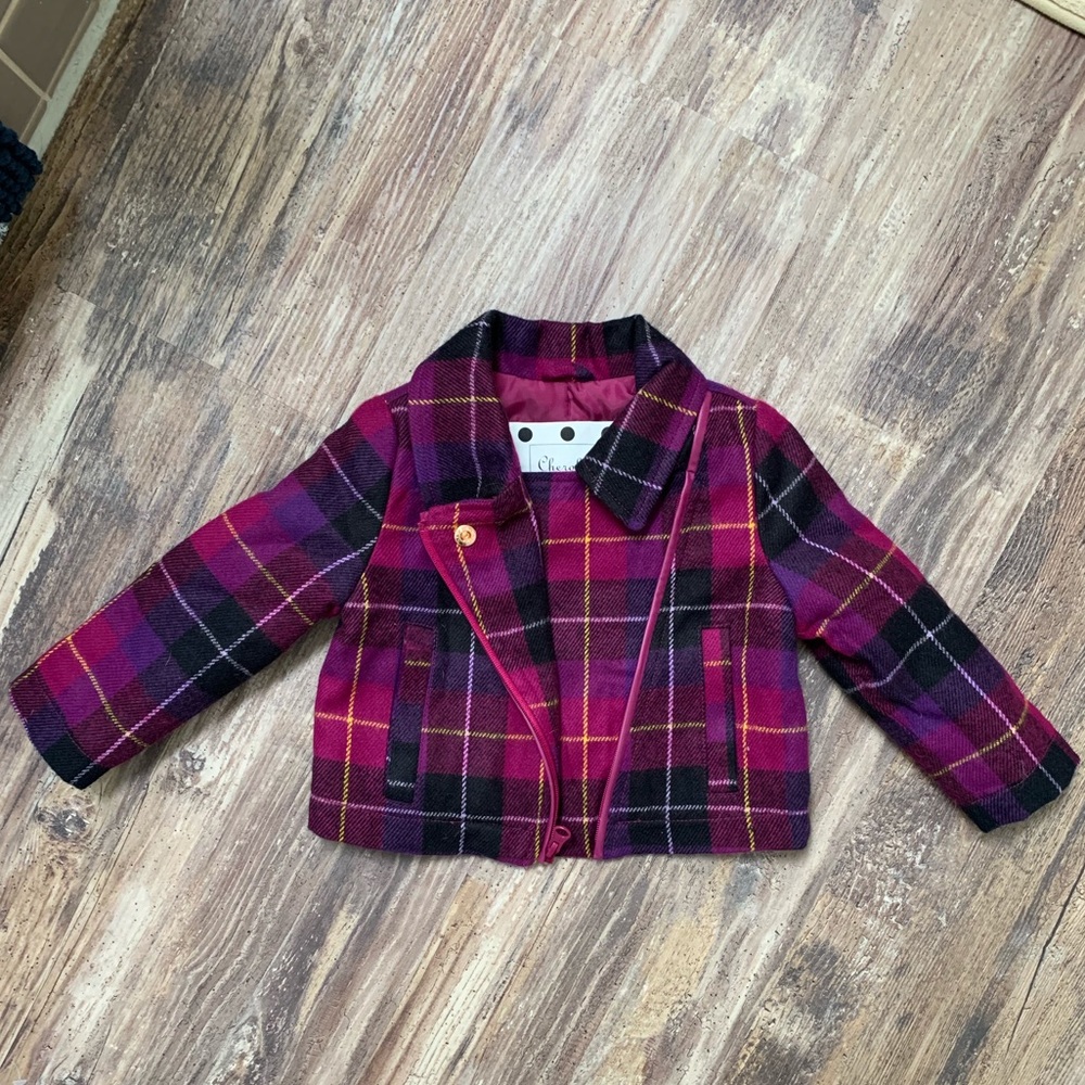 Girls Purple Plaid Coat
